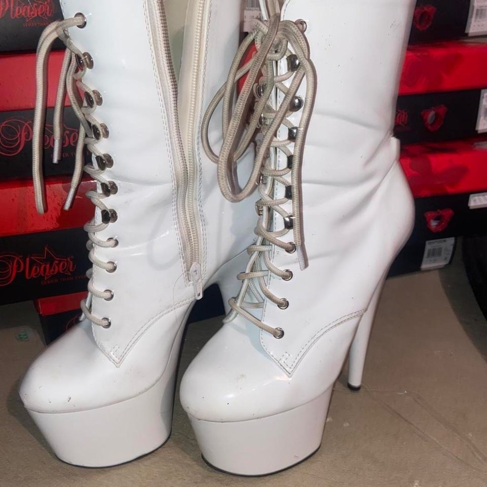 adore-1020 pleaser heels in white